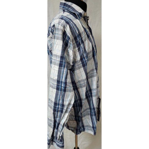 Wrangler Jeans Co Mens XL Blue Plaid Long Sleeves Button Up Western Shirt - Picture 6 of 11
